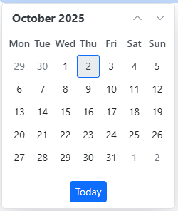 Picture showing the Date Picker Calendar